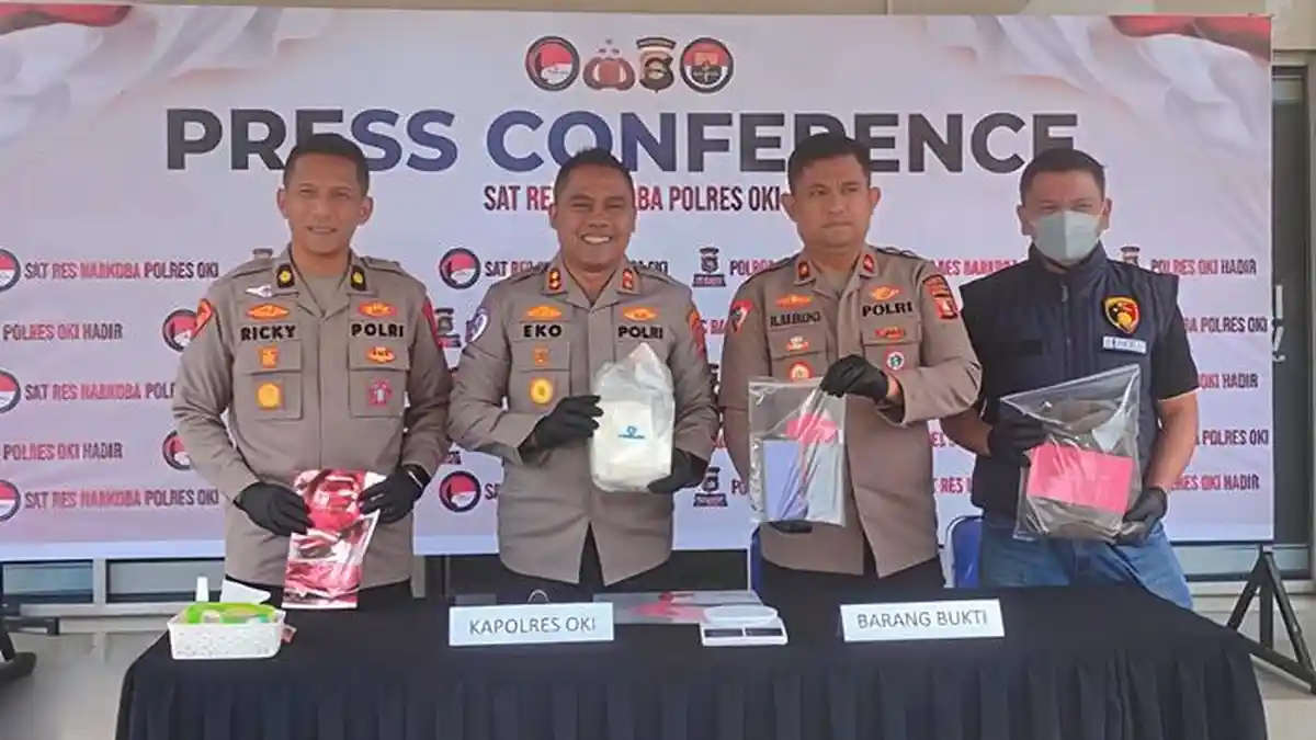 Polres OKI Tangkap Komplotan Pengedar Narkoba di Tulung Selapan, 1 Kilo Sabu Diamankan 