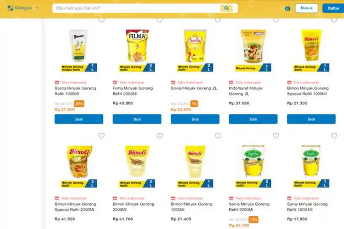 Harga Minyak Goreng di Indomaret dan Superindo Hari Ini Selasa 28 Februari 2023: Barco Hingga Sania