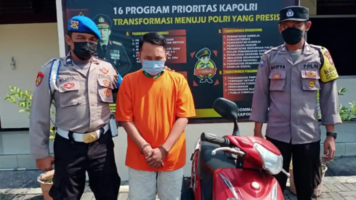 Maling Apes, Ditinggal Rekannya saat Disamperi Polisi, Mau Ikut Kabur Tapi Motor Curian Mogok