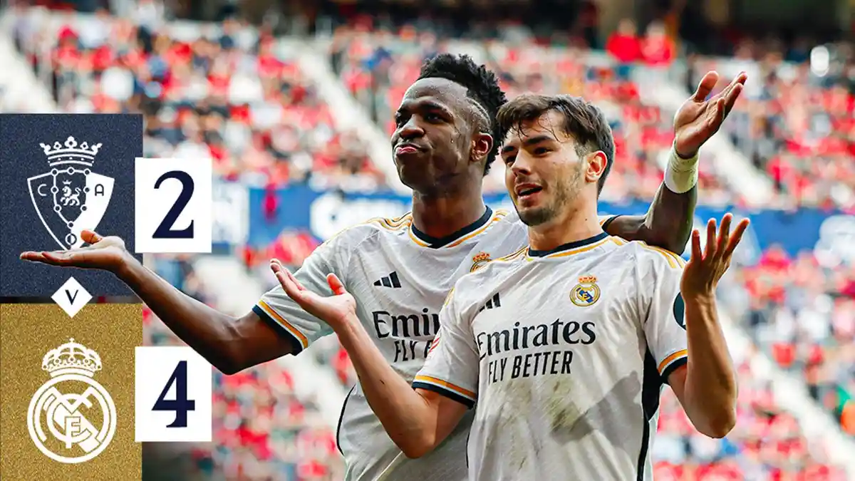 Hasil Osasuna vs Real Madrid, Vinicius Jr Cetak 2 Gol, Real Madrid Menang