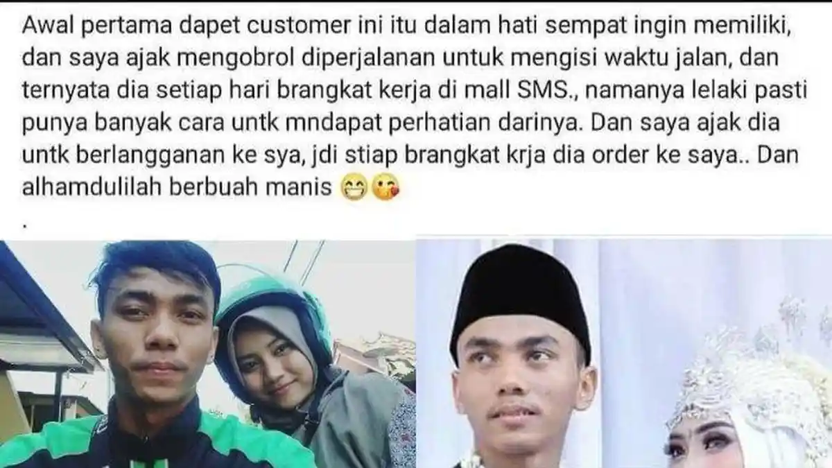 VIRAL, Driver Ojol Nikahi Customernya setelah 4 Bulan PDKT, Awalnya Ditolak Kini Resmi Suami Istri