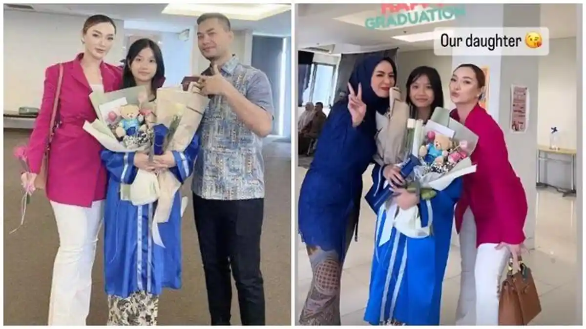 Kebersamaan Zaskia Gotik, Imel PC, dan Sirajuddin Mahmud saat Aqila Ramadhani Lulus Sekolah