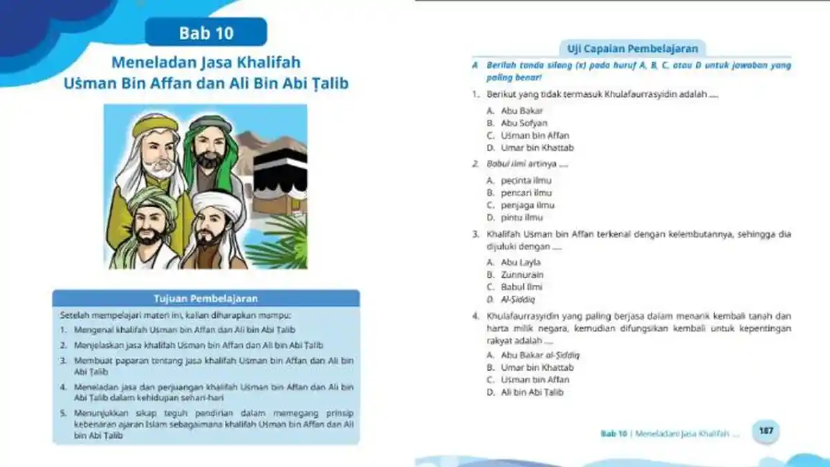Kunci Jawaban PAI Kelas 6 Halaman 187-189 Kurikulum Merdeka Bab 10: Uji Capaian Pembelajaran