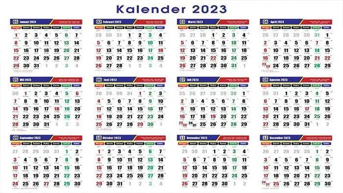 Unduh Gratis Kalender 2023, Versi PDF, PNG dan JPG, Lengkap dengan Hari Libur dan Cuti Bersama