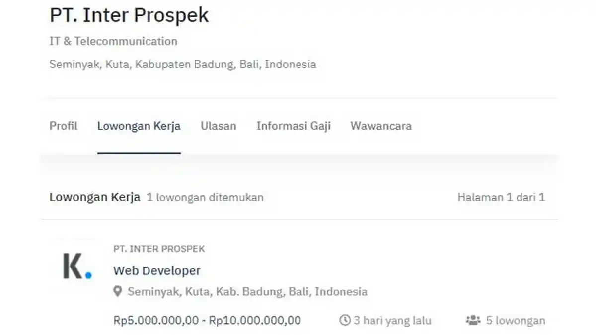 Lowongan Kerja Terbaru 18 Maret 2021 Lengkap dengan Info Gaji