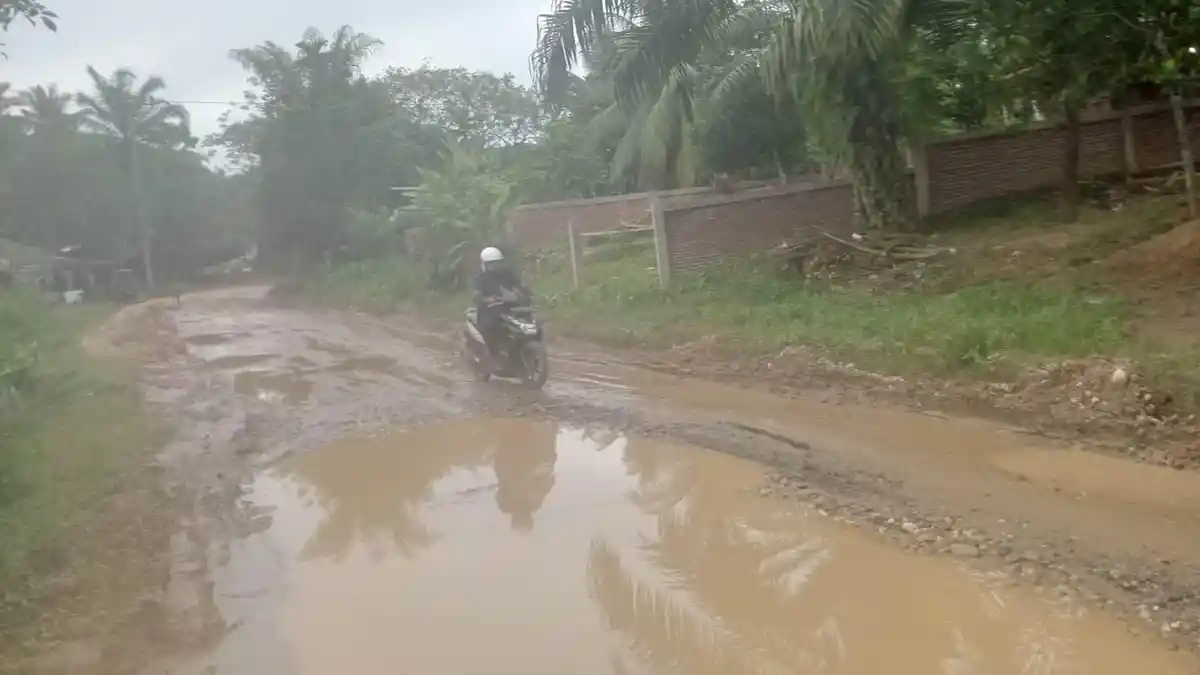 Sering Dilalui Truk, Jalan Antar Desa di Indra Makmur Rusak Parah