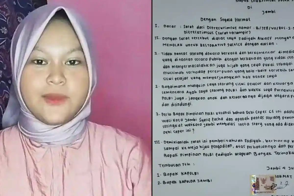 Syarifah Siswi SMP Jambi Tolak Damai dengan Pelawak Debi Ceper yang Diduga Lakukan Pelecehan Verbal
