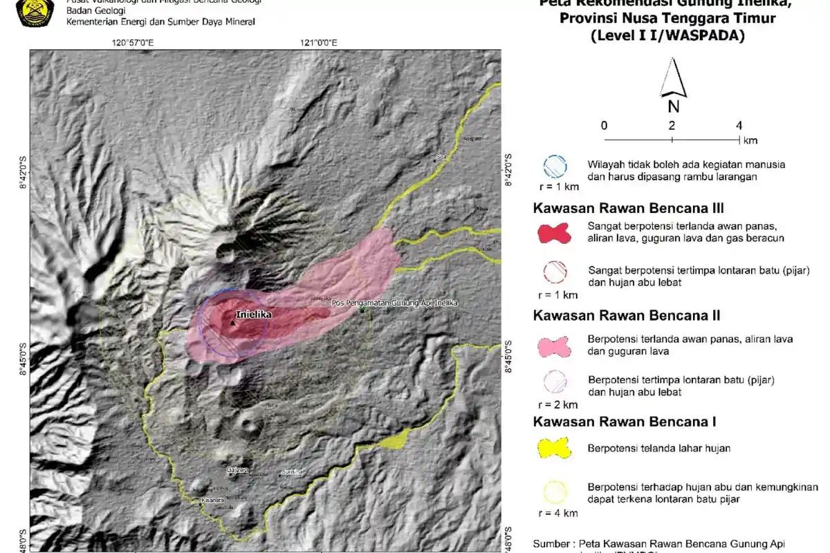 BREAKING NEWS: Gunung Inelika di Bajawa Utara Ngada Naik Status ke Level Waspada
