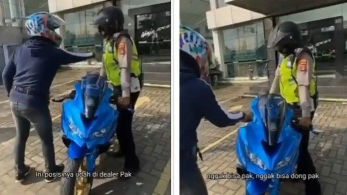 Viral Aksi Polisi Tilang Pengendara Motor Sport di Area Dealer Diprotes, Baru Beli Motor Ditilang?