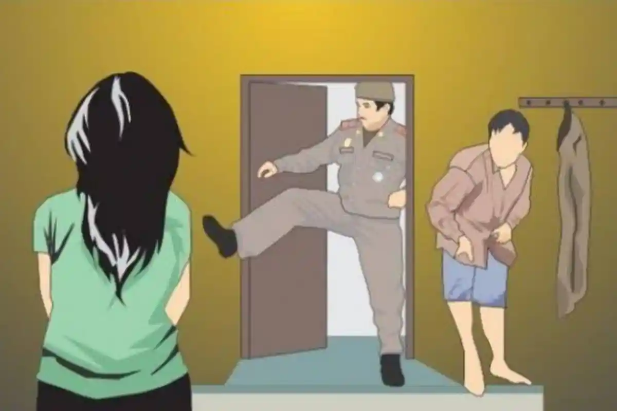 Bercumbu dengan Terapis Pria Ini Ngamuk Saat Digerebek Satpol, Terus Berkilah Tapi Lupa Lepas Kondom