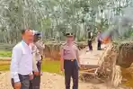 Polsek Pangean Tertibkan PETI di Desa Tanah Bekali, Dua Rakit Dibakar di Lokasi