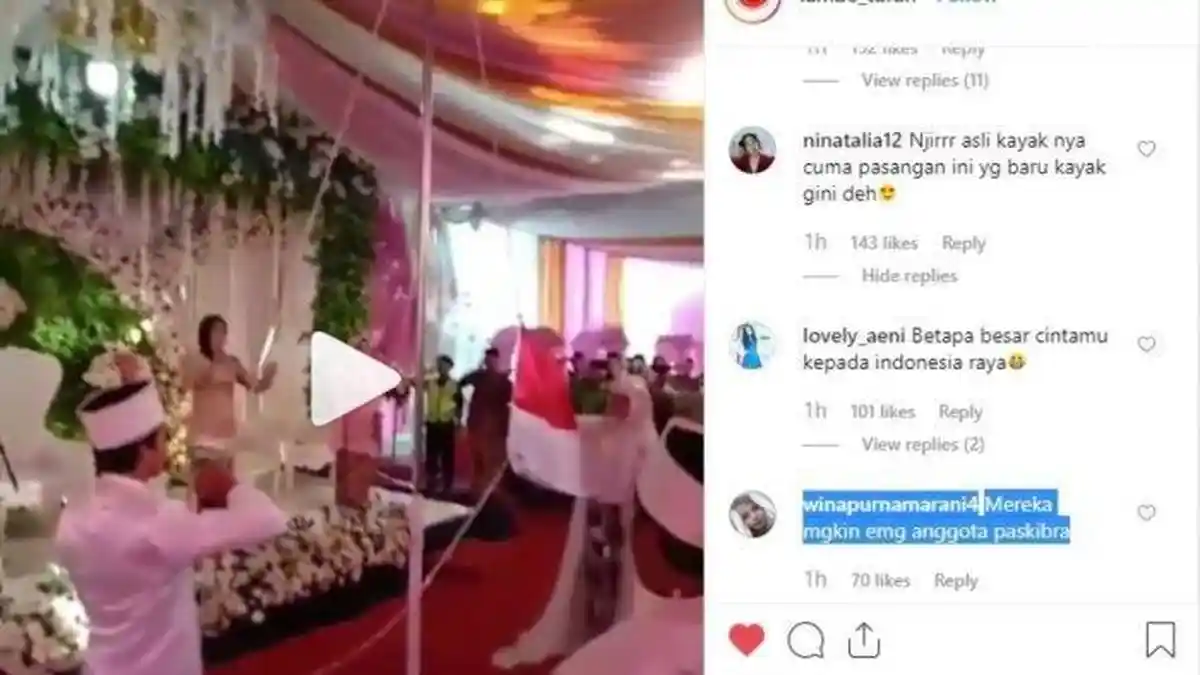 VIRAL Pasangan Pengantin Nikah pada Peringatan HUT RI, Bendera Merah Putih Berkibar di Pelaminan