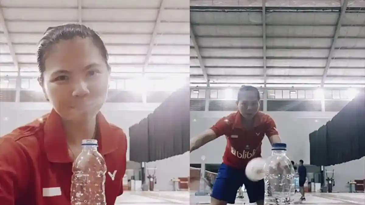 Ikutan Bottle Cap Challenge, Greysia Polii Buka Tutup Botol Pakai Shuttlecock, Lihat Aksi Uniknya