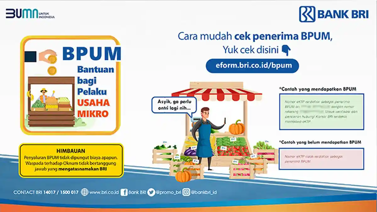 INPUT NIK KTP Cek Penerima BPUM Login eform.bri.co.id/bpum Pakai HP, BLT UMKM Rp 2,4 Juta Cek Disini