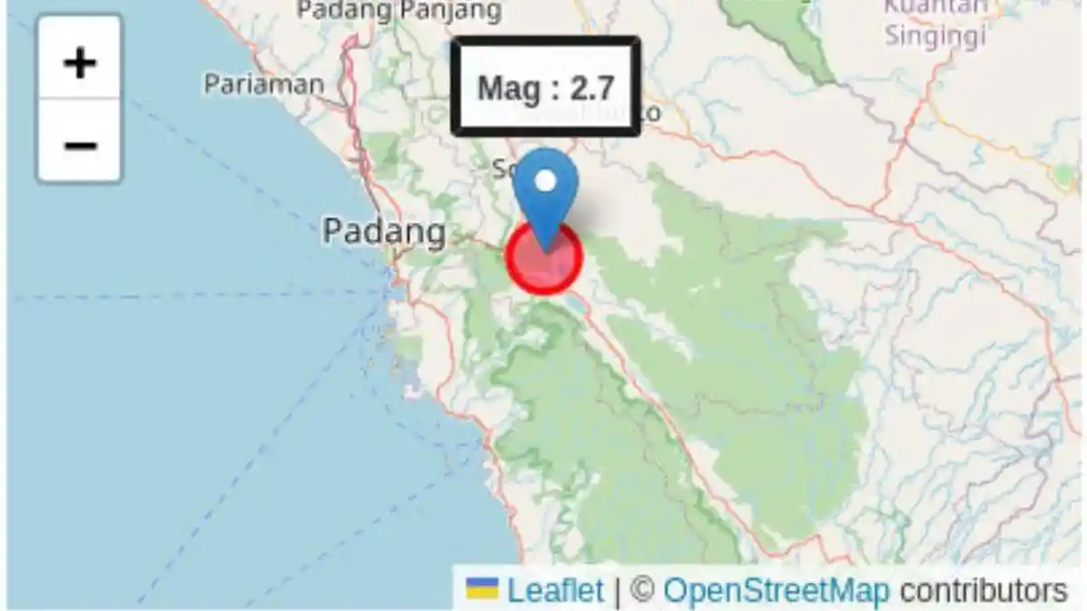 BMKG Catat Tiga Gempa di Kabupaten Solok dan Solsel pada Selasa Dini Hari