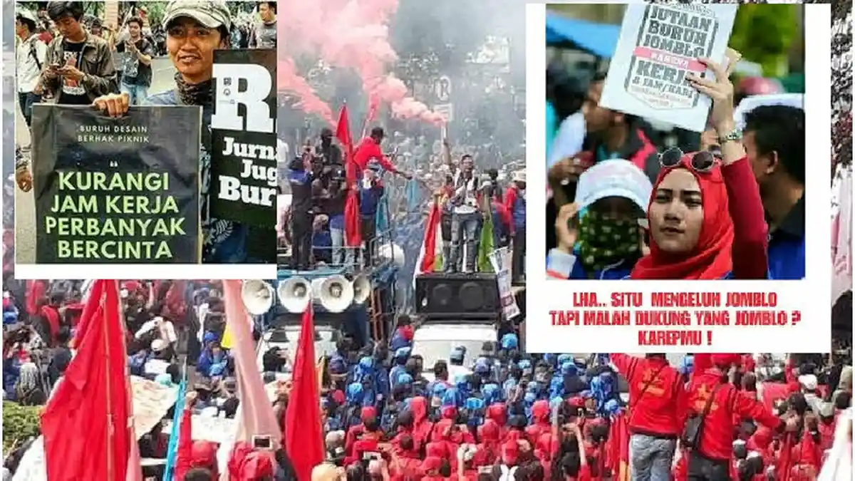 Viral Spanduk 'Kurangi Jam Kerja Perbanyak Bercinta' di Demo Hari Buruh, Serius, Nyinyir & Ngakak!