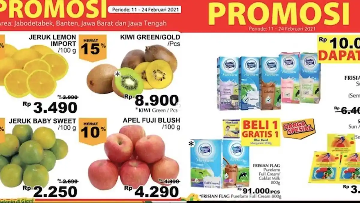 Promo JSM Giant 12-18 Februari Diskon Hingga 50 Persen dari Jeruk Ponkam, Daging, Susu