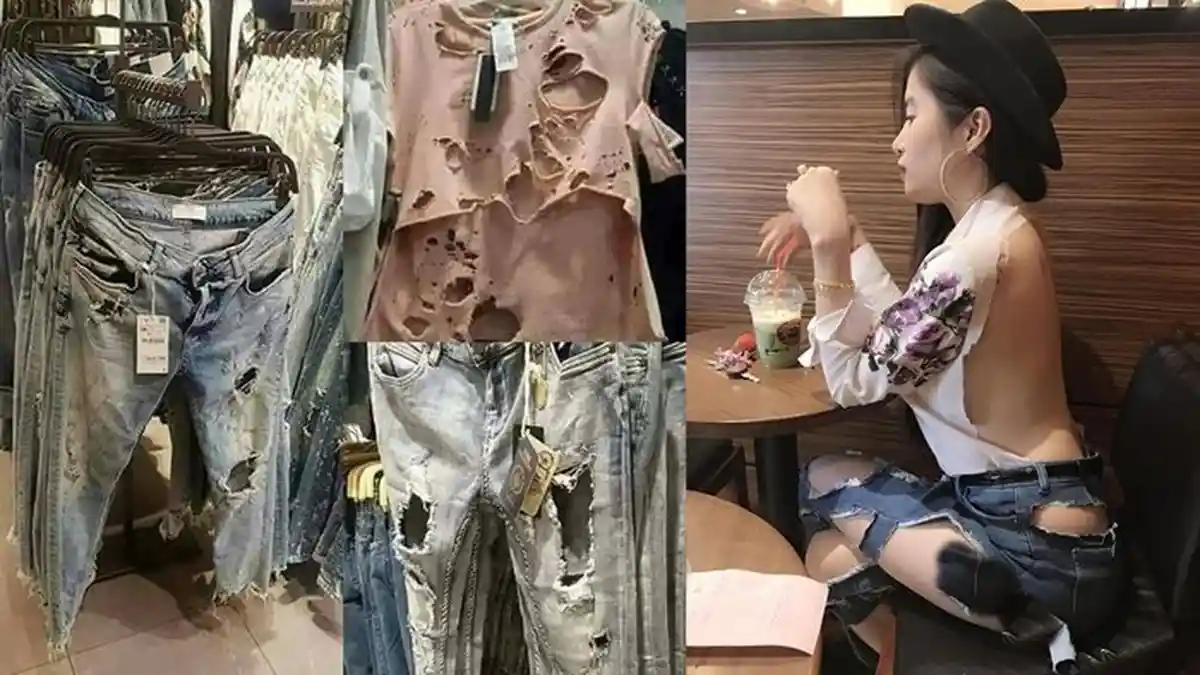 Pakaian Sobek-sobek ala Gembel yang Sekarang Jadi Tren, Harganya Lebih Mahal dari Motor Baru!