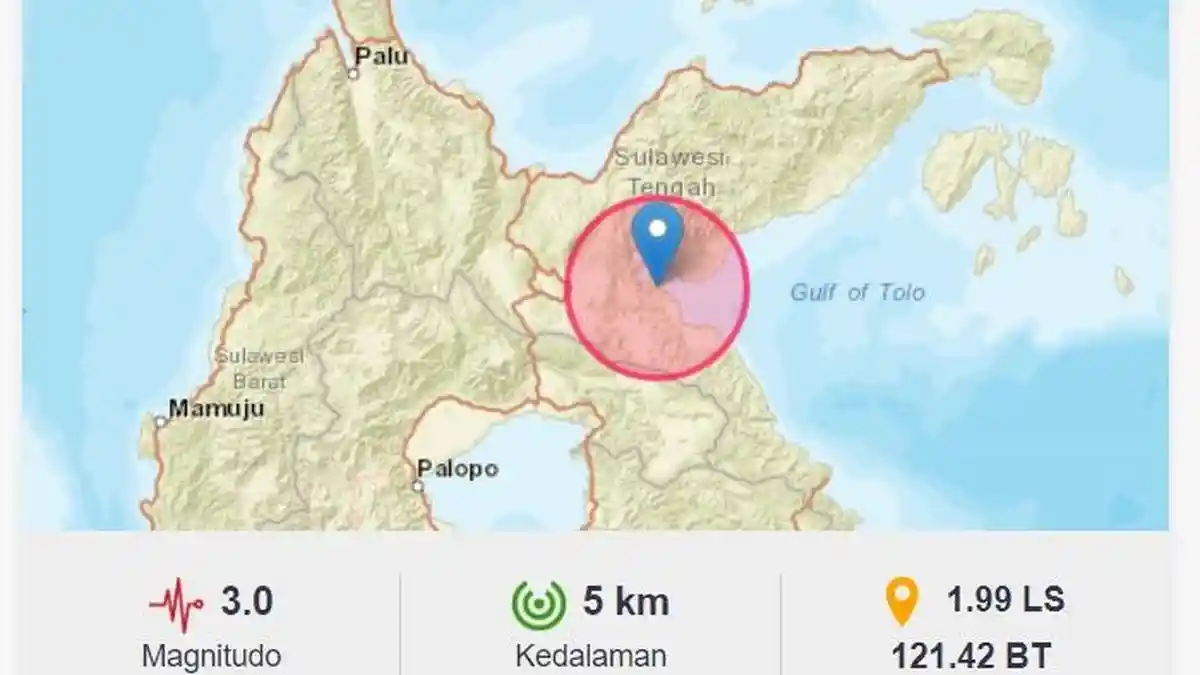 Gempa Bumi Senin 3 Juli 2023, Baru Saja Guncang di Darat Wilayah Sulteng, Info BMKG Magnitudonya
