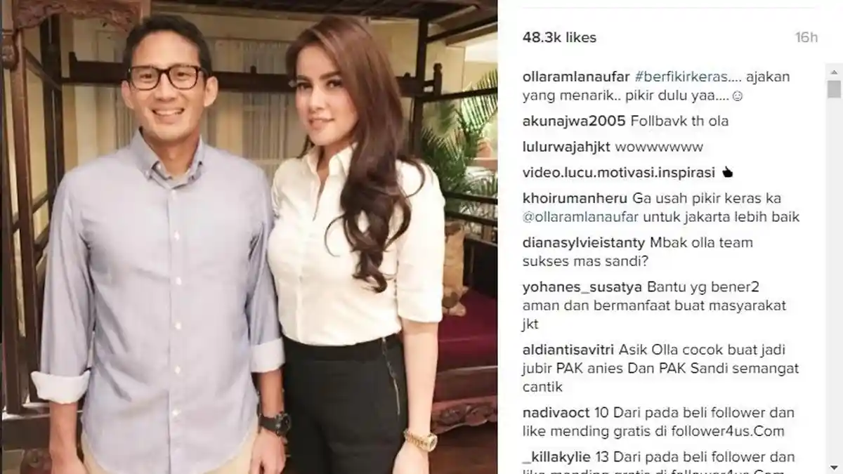 Ahok Gandeng Sophia Latjuba, Sandiaga Uno Gandeng Olla Ramlan