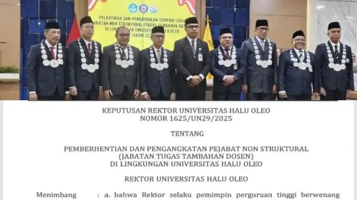 Daftar Lengkap Nama-nama Pejabat Non Struktural UHO Kendari Dilantik Rektor Prof Armid