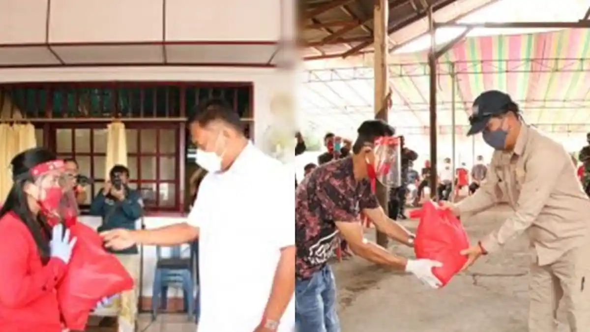 Gubernur Olly dan Wagub Kandouw Bagikan 391 Paket Sembako Untuk Warga di Minahasa