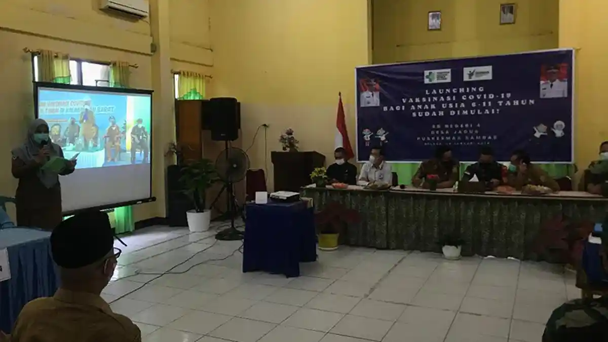 Launching Vaksinasi Anak Usia 6-11 Tahun, Sasar 100 Murid di SDN 04 Sambas