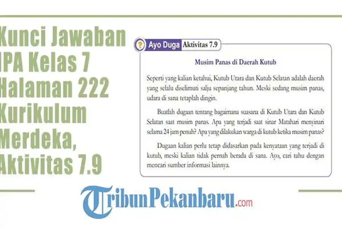 IPA Kelas 7 Kurikulum Merdeka: Kunci Jawaban Halaman 222 Tugas Aktivitas 7.9