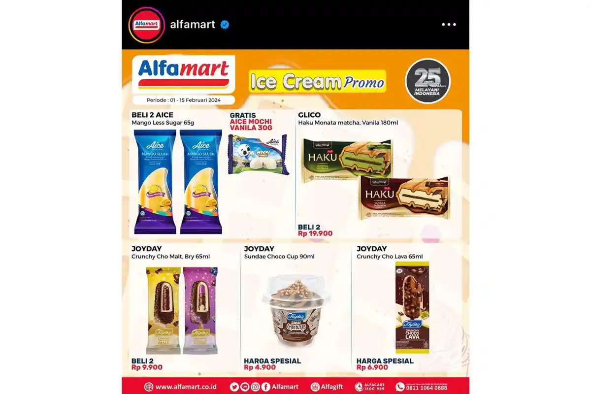 Promo Ice Cream Alfamart Berlaku Hingga 15 Februari 2024, Raih Harga Spesial Aice Sundae Rp 4.900