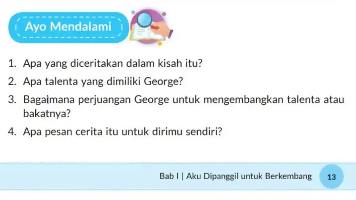 Kunci Jawaban Pendidikan Agama Katolik Kelas 4 Halaman 13 Kurikulum Merdeka Bab 1: Mendalami Bacaan