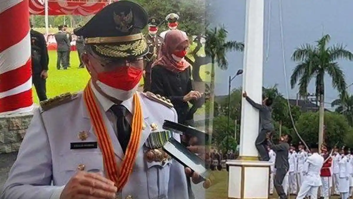 Sosok Serka Hananto Panjat Tiang Bendera 3 Meter Demi HUT ke-76 RI, Ini Respon Gubernur Babel