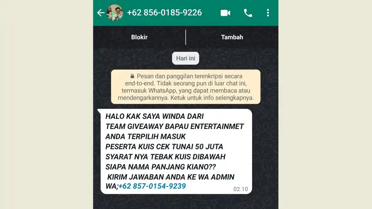 Hati-hati Tertipu, Pesan Berantai Modus Penipuan Give Away Baim Wong Kembali Beredar