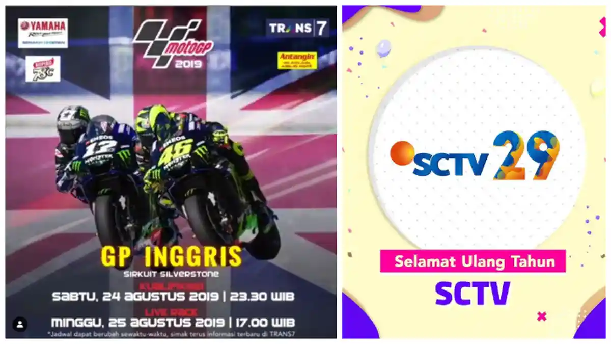 Acara TV Hari Ini Sabtu 24 Agustus 2019, Kualifikasi MotoGP 2019 Trans 7, Malam Puncak 29 Tahun SCTV