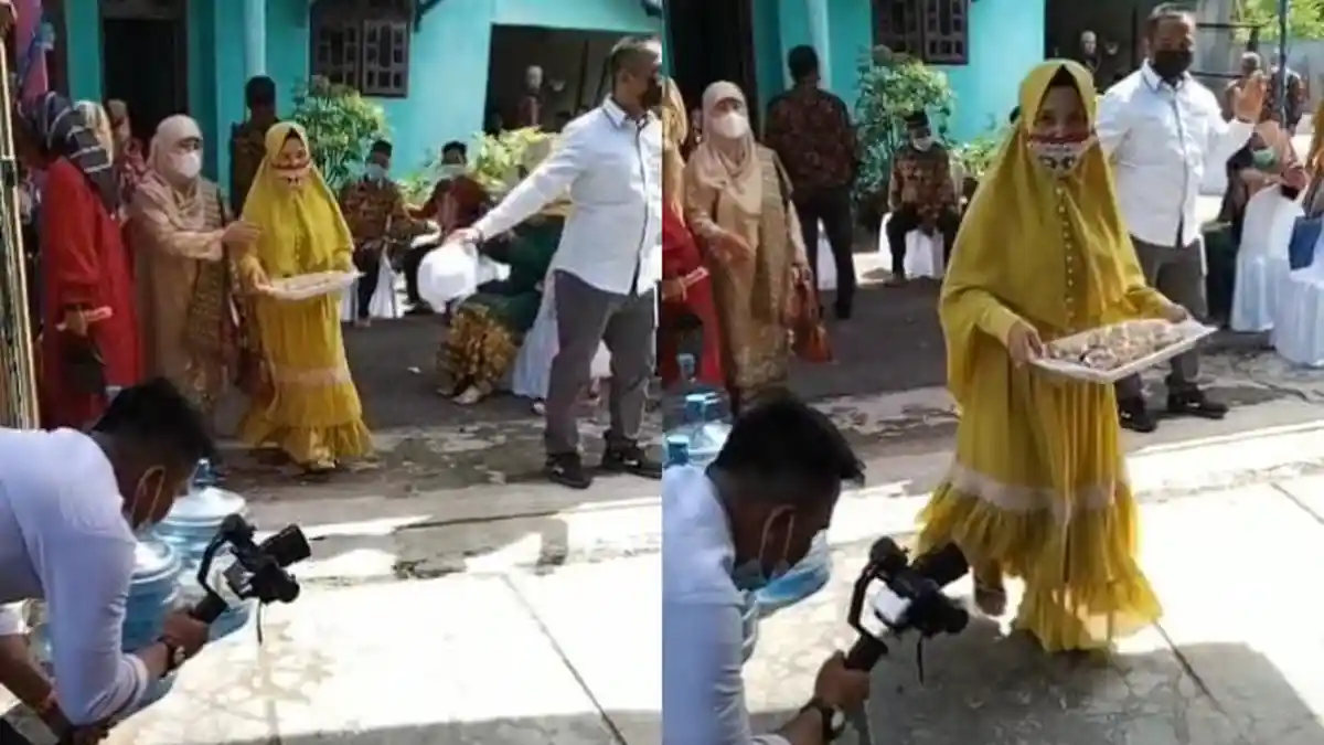 VIRAL Video Emak-emak Lewat saat Videografer Merekam Prosesi Nikahan, Pengunggah: Sudah Diingatkan