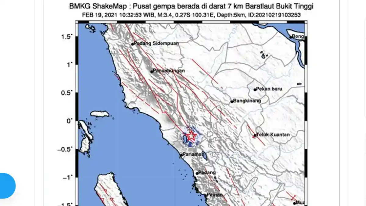 BARU Saja Gempa Darat Mengguncang Bukittinggi Sumbar, Ini Daerah-daerah yang Rasakan Guncangan Lindu