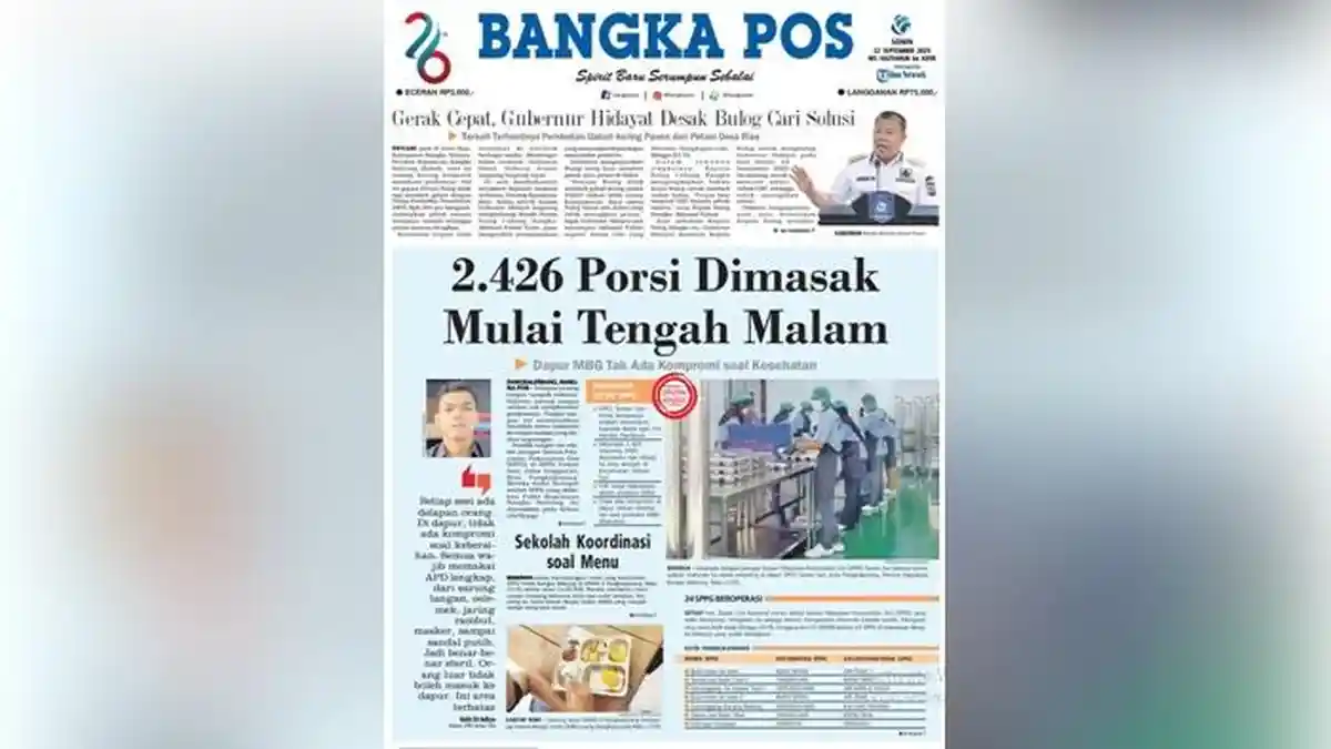 24 SPPG Beroperasi di Bangka Belitung, Setiap Hari BGN Update Jumlah SPPG