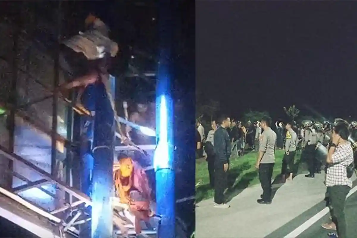 VIRAL Maling Diamuk Massa, Ketahuan Curi Lampu Reklame di Jalan Bypass BIL Mandalika