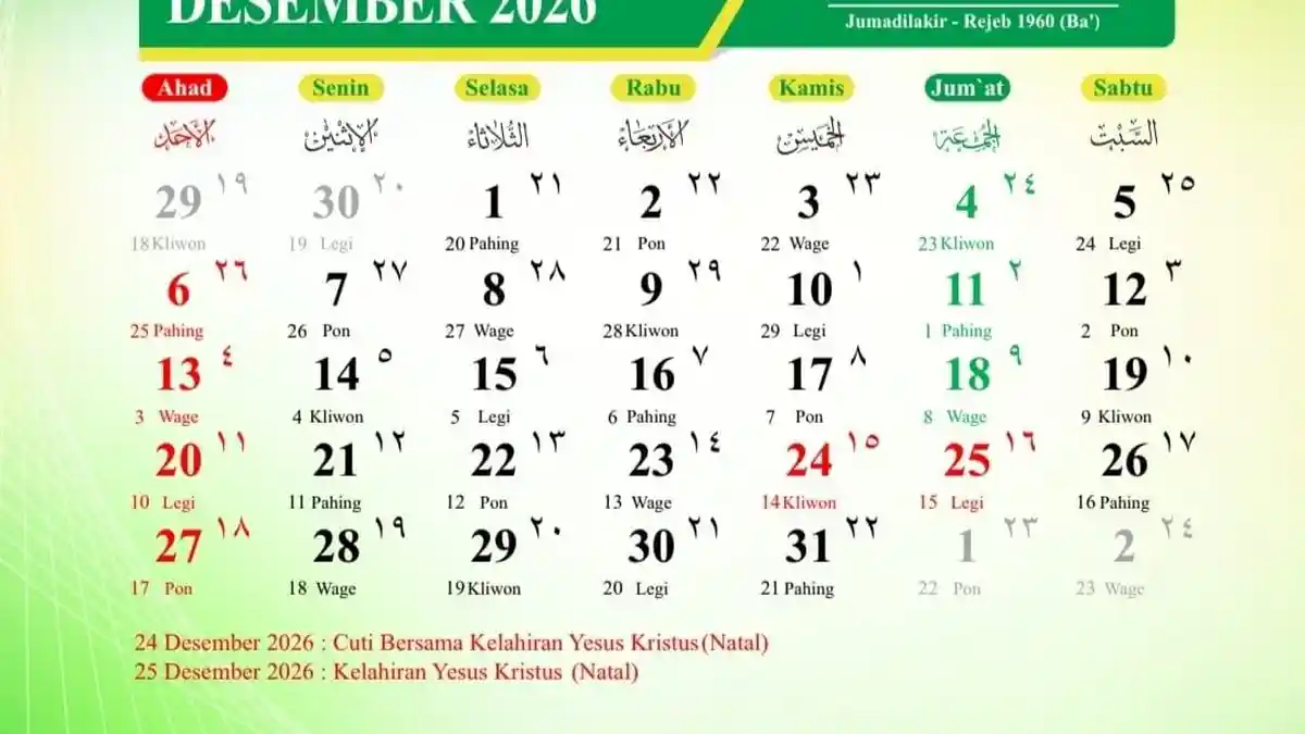 Kalender 2026: Daftar Libur dan Cuti Bersama Sepanjang Tahun