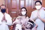 Foto Lebaran di Tengah Wabah Covid-19, Keluarga Ayu Dewi Tetap Gunakan Masker dan Face Shield