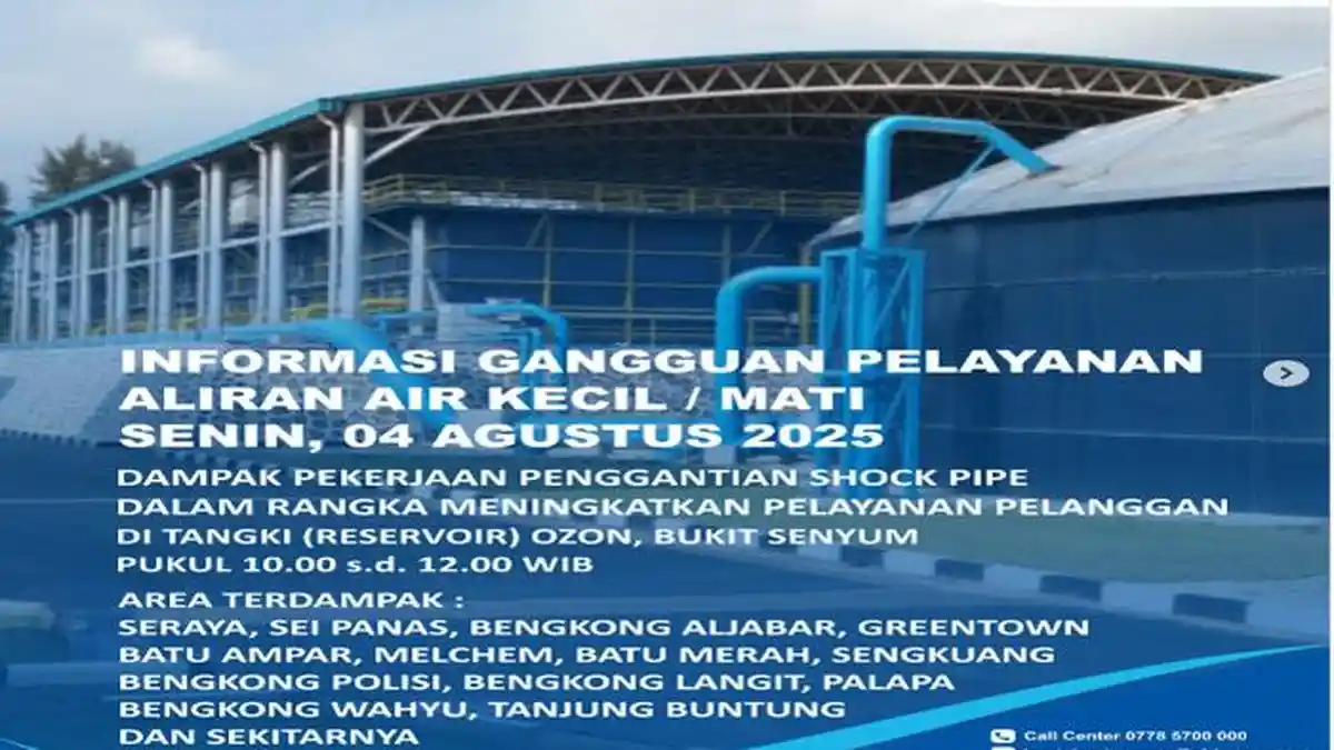 Mati Air di Batam Hari Ini Sasar 3 Kecamatan, Berikut Ini Lokasinya