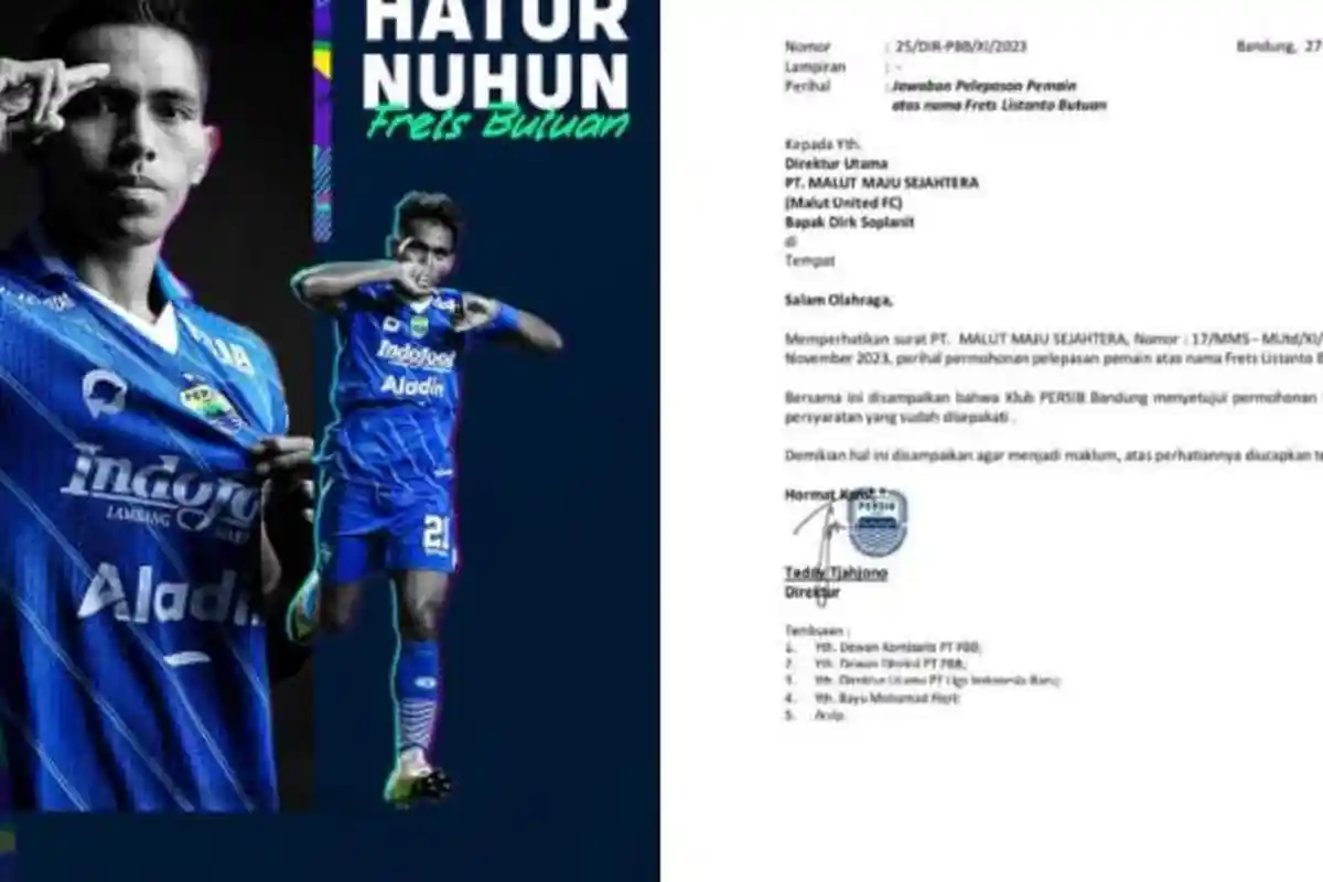 Surat Manajemen Persib yang Resmi Lepas Frets Butuan Bocor, Gelandang ini Berlabuh ke Klub Kelahiran