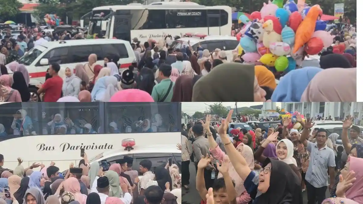 Ribuan Pengantar Calon Jamaah Haji Gowa Membludak, Tangis Haru Iringi Keberangkatan