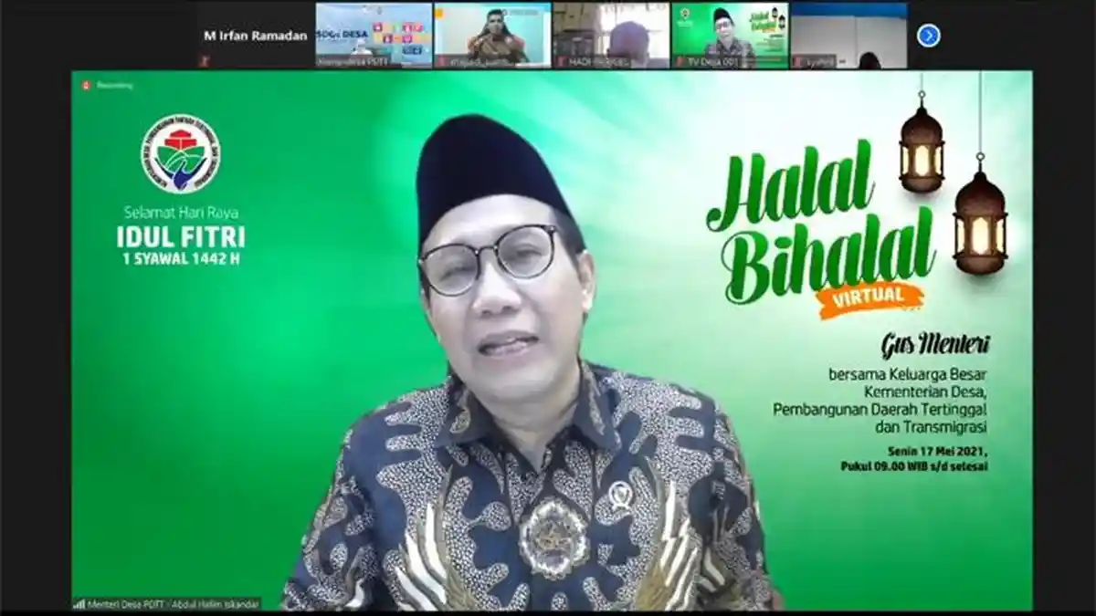 Mendes PDTT Gelar Halalbihalal Virtual Bersama Pengurus BUM Desa se-Indonesia