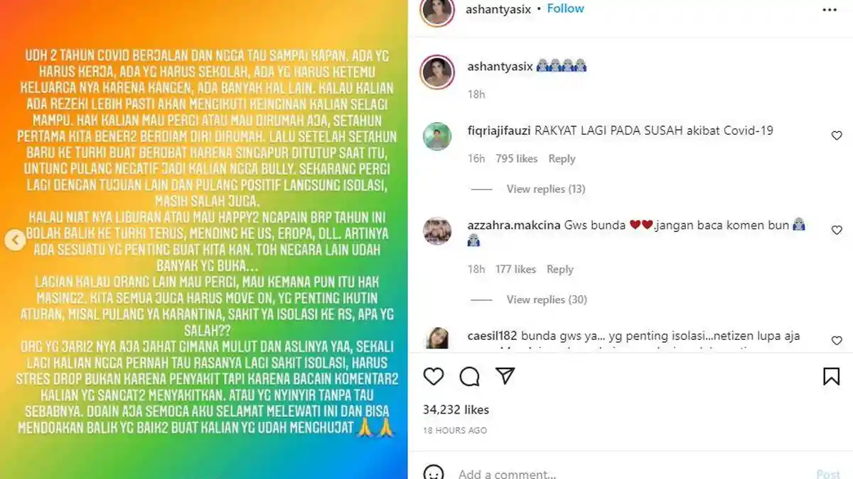 Ashanty Curhat Panjang Usai Dihujat Warganet Setelah Positif Covid-19: Lagi Sakit Pun Masih Disakiti