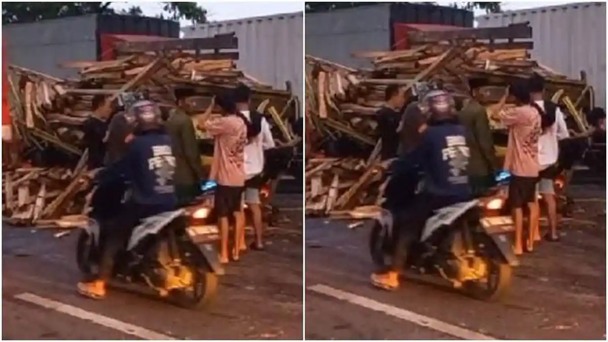 Kecelakaan Maut, Seorang Pengemudi Tewas, Truk Muatan Kayu Oleng Tabrak Truk Muat Pasir