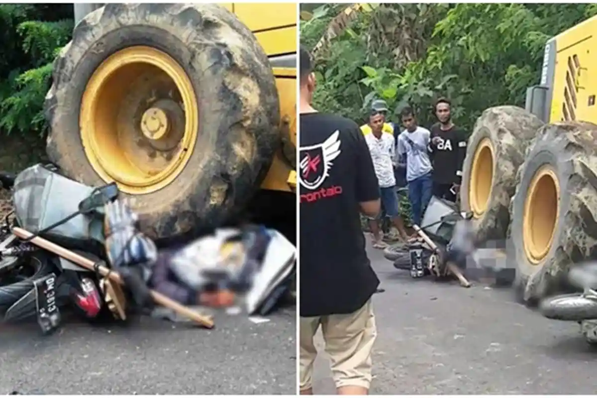 Kecelakaan Maut, Dua Orang Tewas Terlindas, Mesin Kendaraan Alat Berat Mati dan Berjalan Mundur