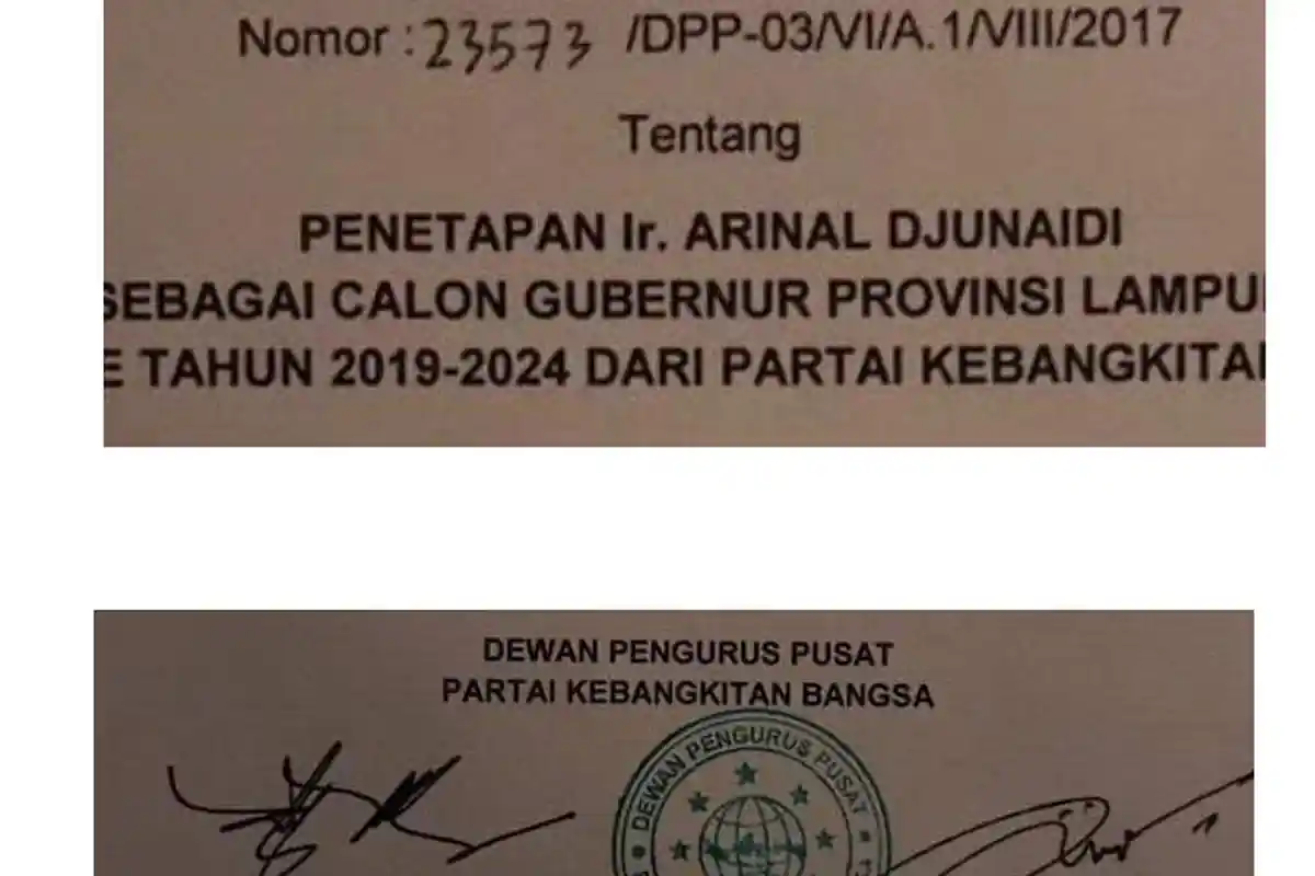 Belum 24 Jam PKB Lampung Sepakat Usulkan Mustafa, Kini Muncul Surat DPP PKB Tetapkan Nama Ini