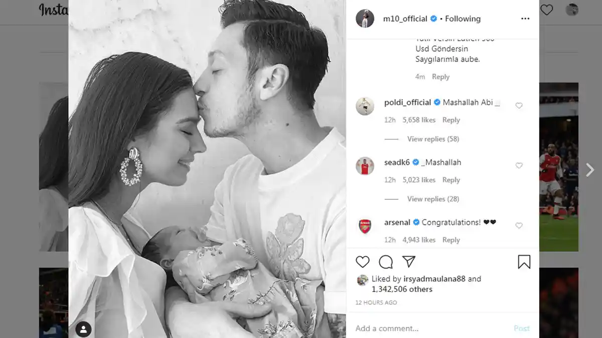 Selamat, Mesut Ozil Resmi Jadi Ayah, Istrinya Melahirkan Anak Perempuan, Namanya Eda