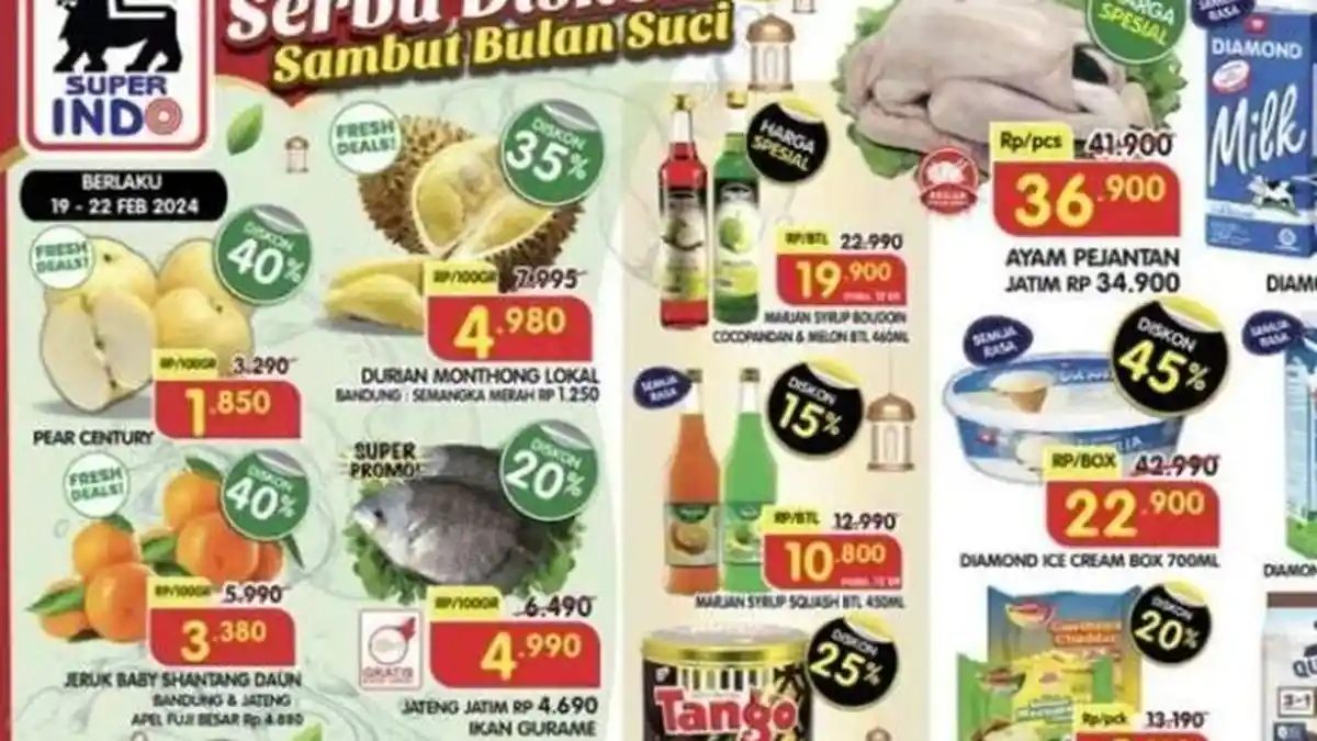 Katalog Promo Superindo Hari ini 19 Februari 2024, Durian Monthong dan Jeruk Diskon hingga 40 Persen