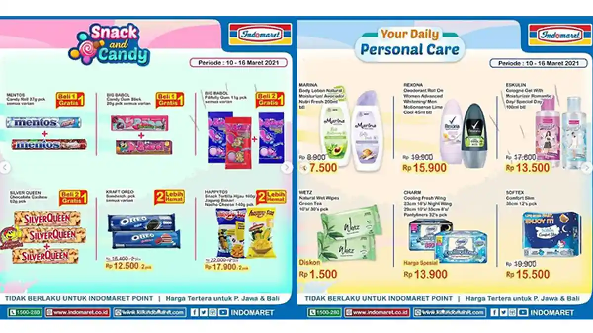 PROMO Indomaret Hari Ini Selasa 16 Maret 2021: Softex Rp15.500, Silverqueen Beli 2 Gratis 1